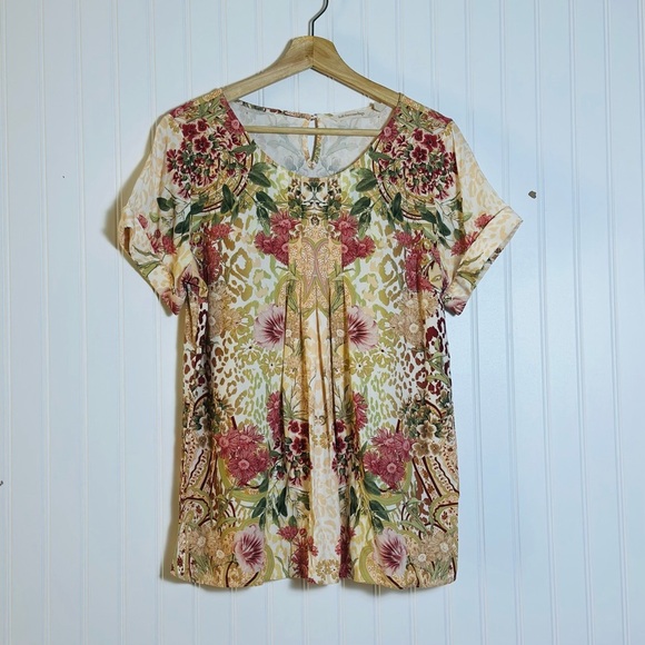Soft Surroundings Cusabo Top Floral Print Short Sleeve Soft Classic Medium Fall - Picture 4 of 9
